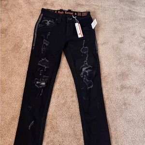 ROCK REVIVAL BRADLEY RELAXED DISTRESSED DENIM JEAN MENS ALT-STRAIGHT BLACK